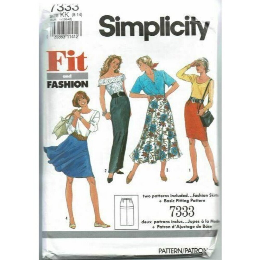 Simplicity 7333 Flared or Tailored Mini Maxi Skirt Sewing Pattern KK‎ Sizes 8-14